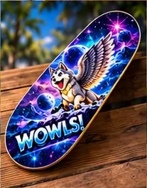 Neon Flight Skate Deck — WOWLS! SuperIntelligence merchandise